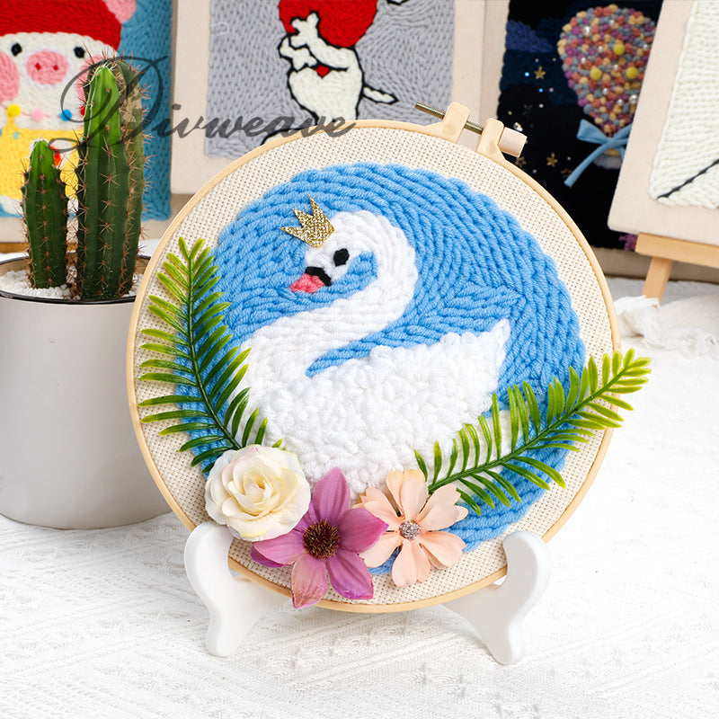 DIY Punch Needle Yarn Embroidery Kit for Kids School Handcraft Gift Set