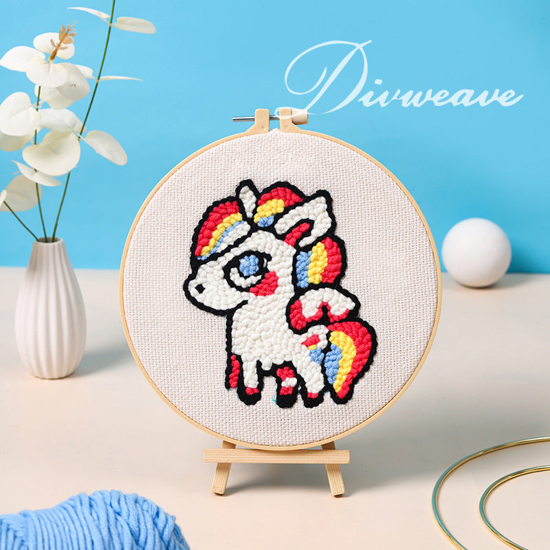 Yarn Punch Needle Embroidery Kit for Kids DIY Handmade Craft Set