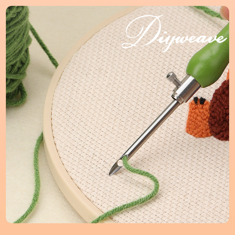 Colorful Wooden Handle Interchangeable Punch Needle for Chunky Yarn Embroidery