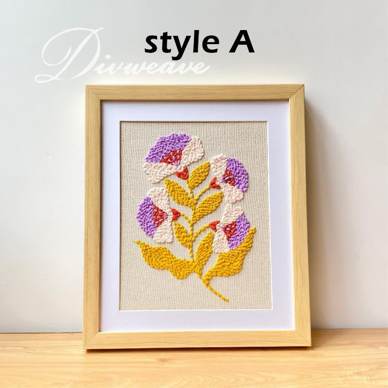 Punch Needle DIY Yarn Embroidery Kit Floral Handmade Wall Art Home Decoration Gift