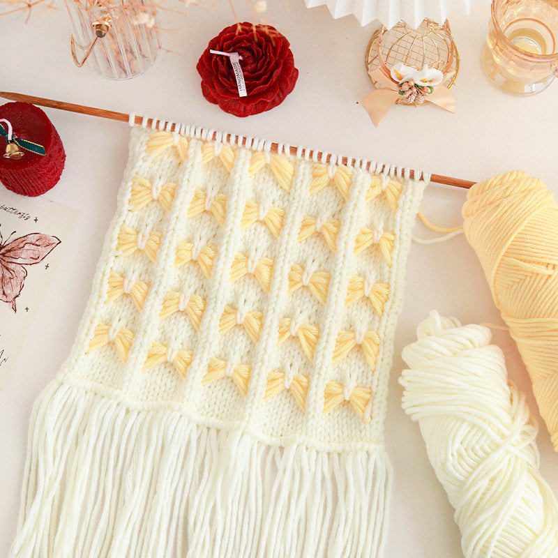 DIY Bow Scarf Kit Knitting Fringe Winter Craft Set for Beginners