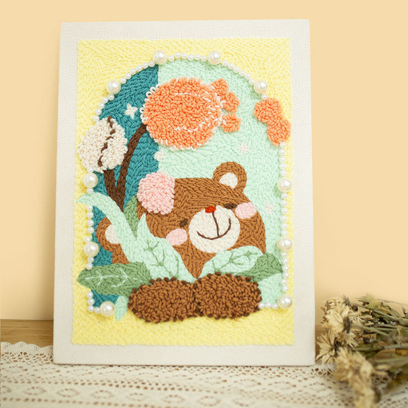 Honey rabbit wool painting poking embroidery DIY handmade material package romantic decorative painting poking