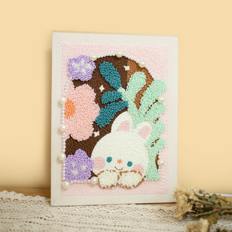 Honey rabbit wool painting poking embroidery DIY handmade material package romantic decorative painting poking