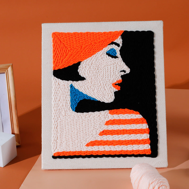 DIY Yarn Punch Needle Embroidery Kit for Students Couples Handmade Gift Cross Stitch Decoration