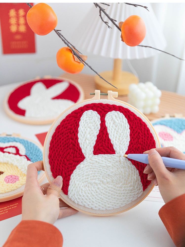 Handmade DIY Cute Stamp Embroidery Living Room Bedroom Hanging Ornaments Beginner Homemade Zero-Based Material Package