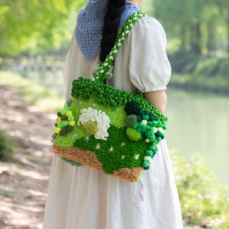 DIY Moss Bag Kit Fiber Art Shoulder Bag Craft for Beginners