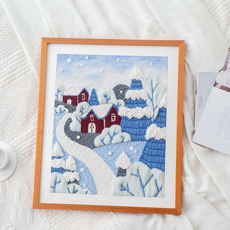 Christmas Punch Needle Embroidery DIY Kit Handmade Decoration Craft Set