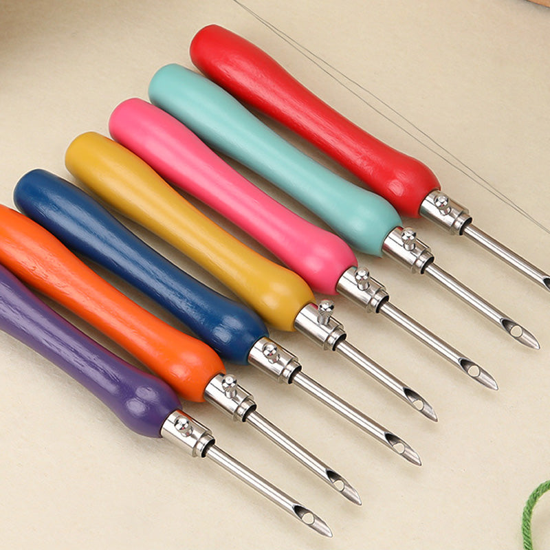 Colorful Wooden Handle Interchangeable Punch Needle for Chunky Yarn Embroidery