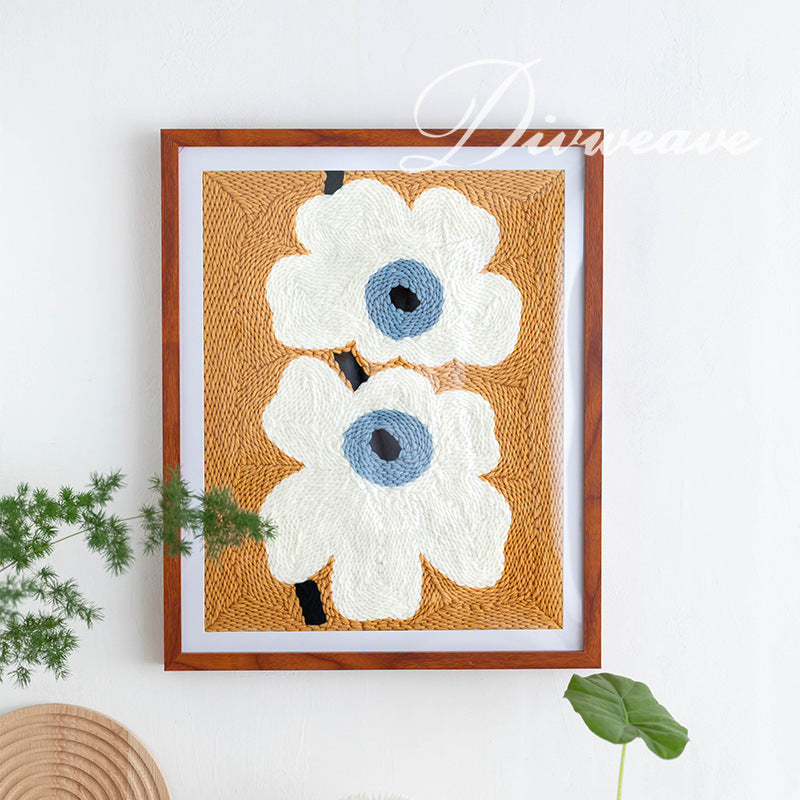 Punch Needle DIY Floral Wooden Frame Embroidery Kit for Beginners Handmade Wall Art