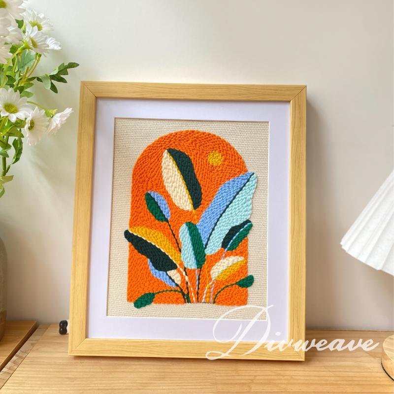 Punch Needle DIY Yarn Embroidery Kit Floral Handmade Wall Art Home Decoration Gift