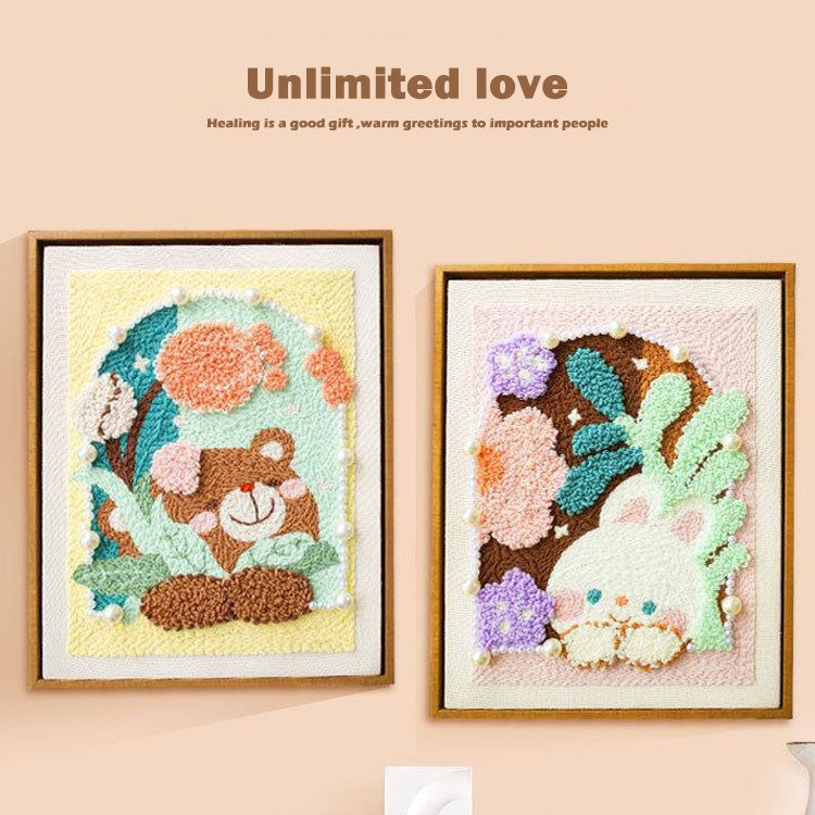 Rabbit wool painting poking embroidery handmade hanging painting material package romantic decorative painting