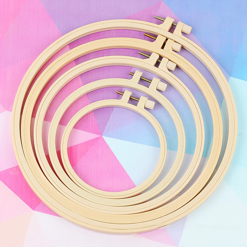 Bamboo-Style Plastic Embroidery Hoop – DIY Stitching Frame for Cross Stitch & Punch Needle