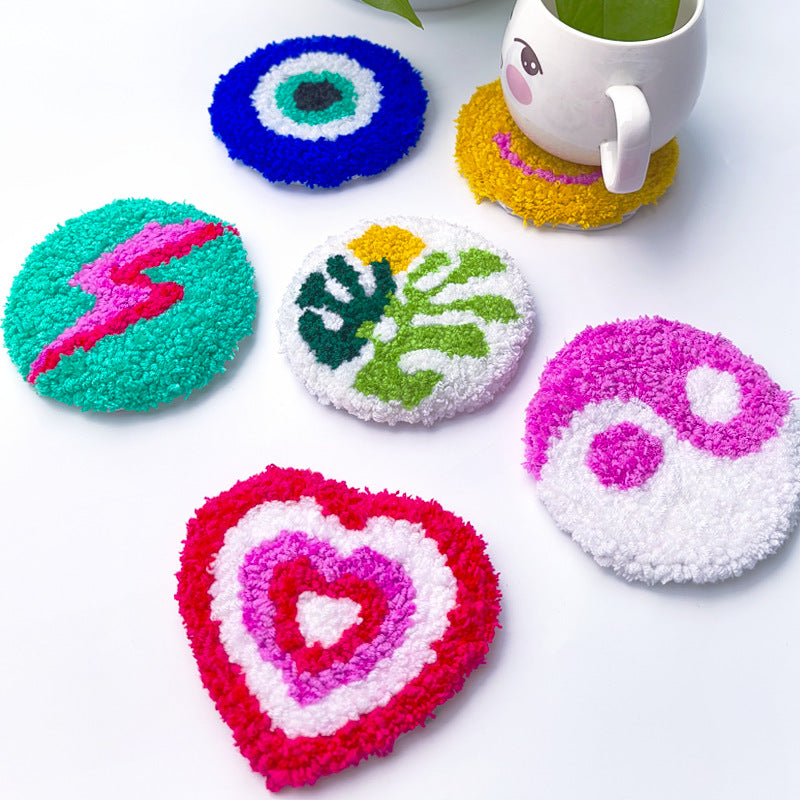 Best-Selling Punch Needle DIY Coaster Set – 6-Piece Yarn Embroidery Heat Pads