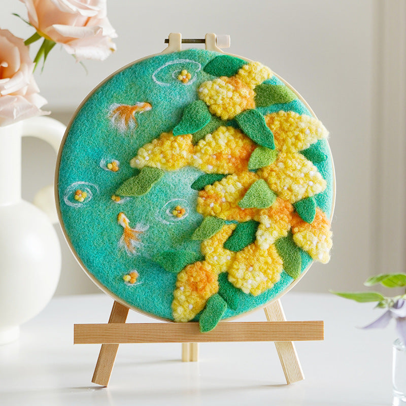 Floral Wool Felting Punch Needle DIY Kit – Handmade Yarn Embroidery Craft Set