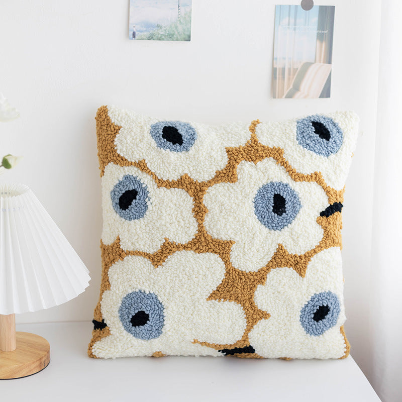 Punch Needle DIY Pillow Kit – Beginner Yarn Embroidery Cushion Craft Set