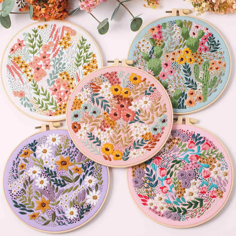 New flower group embroidery diy material package kit semi-finished Su embroidery Xiang embroidery handmade