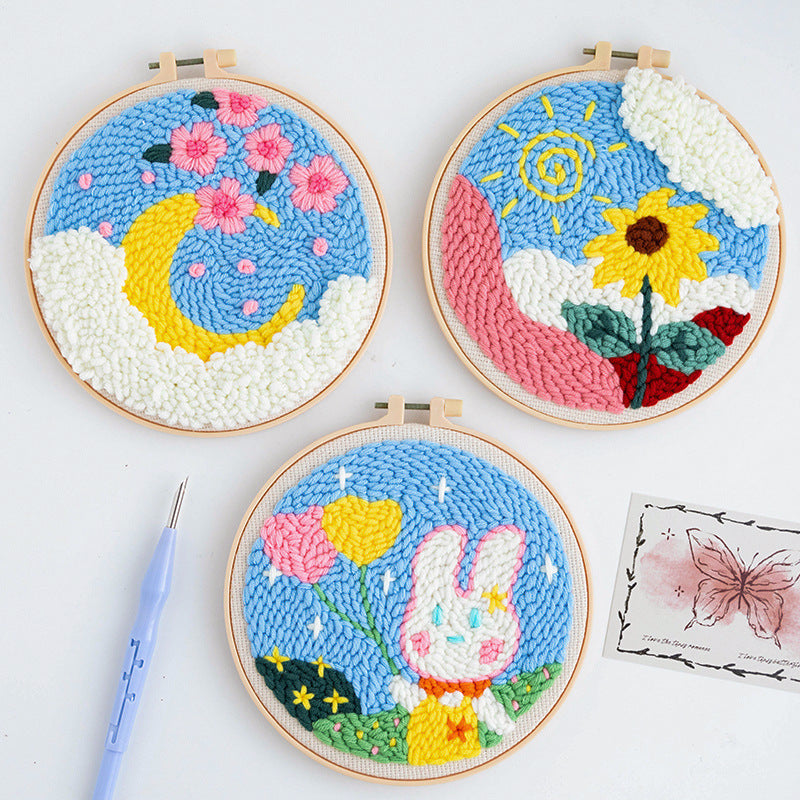 DIY Yarn Punch Needle Kit for Beginners Handmade Home Decoration Gift Set