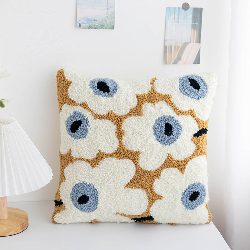 Punch Needle DIY Pillow Kit – Beginner Yarn Embroidery Cushion Craft Set