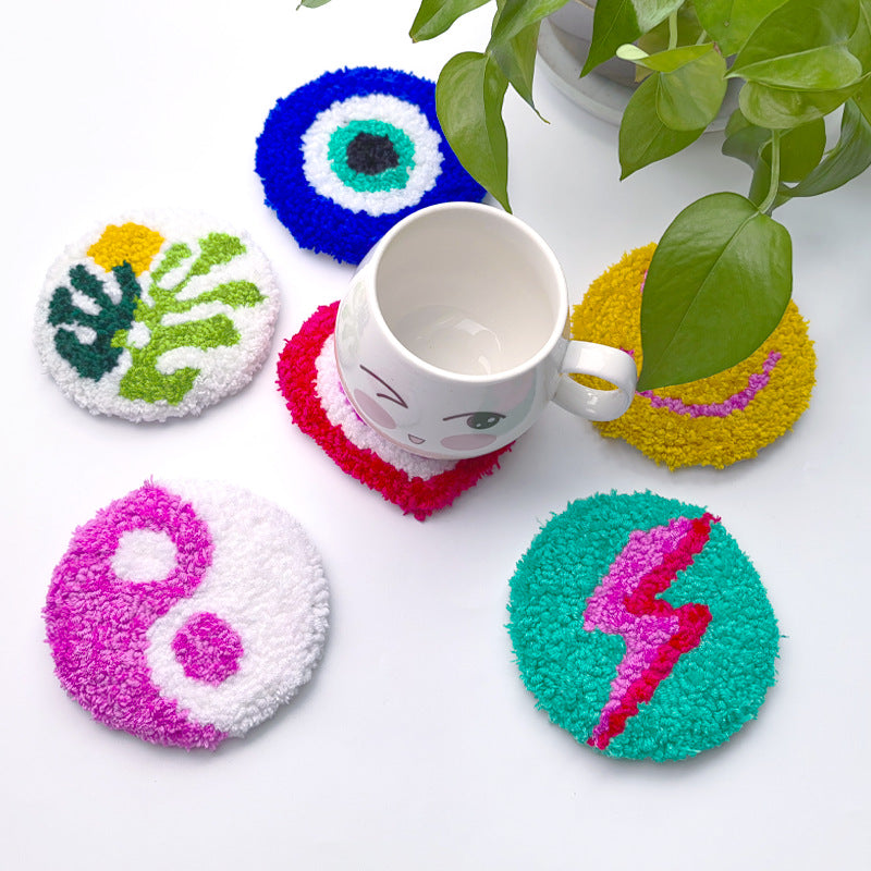 Best-Selling Punch Needle DIY Coaster Set – 6-Piece Yarn Embroidery Heat Pads