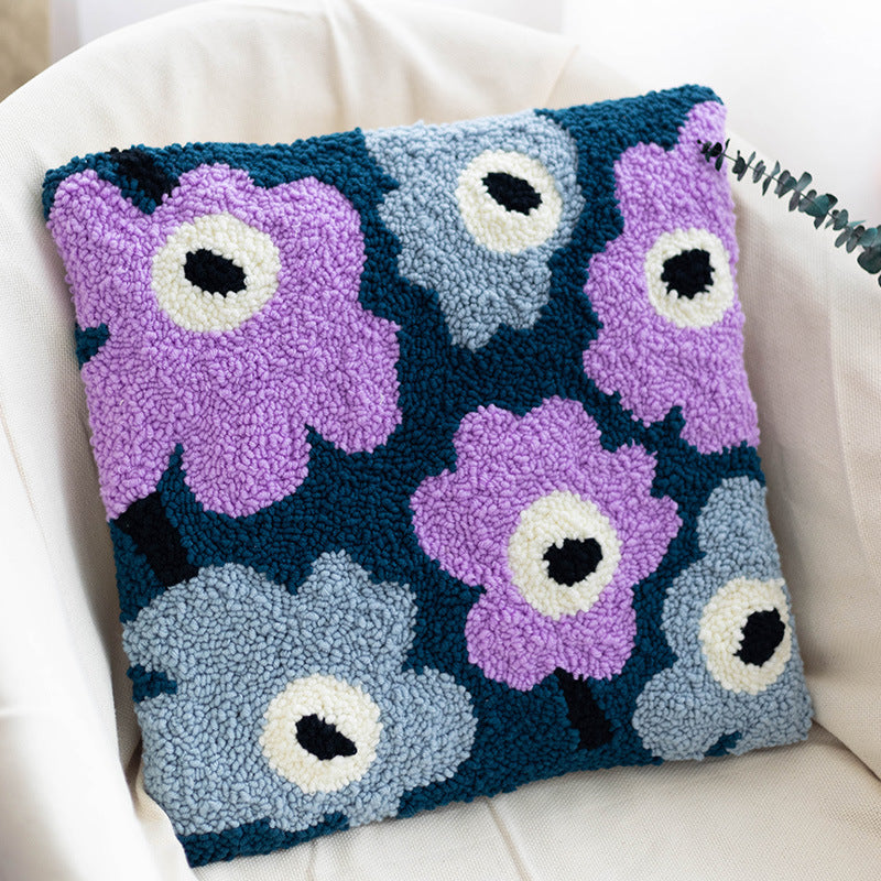 Punch Needle DIY Pillow Kit – Beginner Yarn Embroidery Cushion Craft Set
