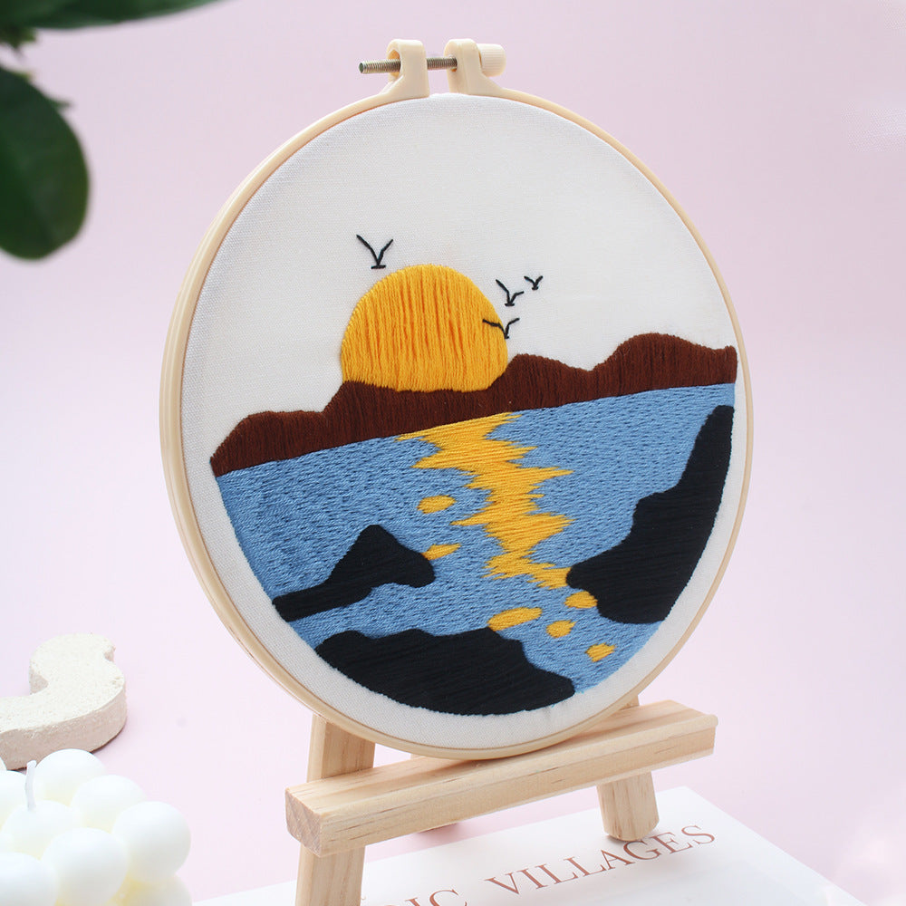 Splendid Mountains and Rivers Embroidery DIY Kit Handmade Needlework Set