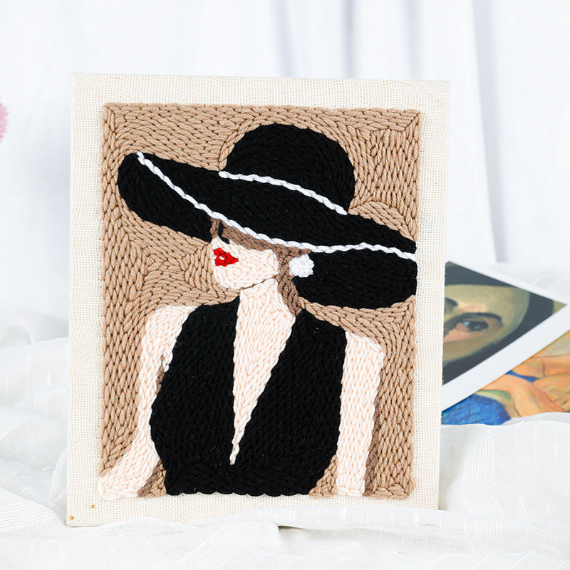 Punch Needle DIY Yarn Embroidery Kit Minimalist Style Wall Art and Table Decor