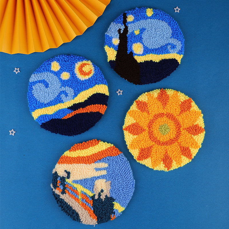Punch Needle DIY Coaster Kit for Kids – Beginner Yarn Embroidery Craft Set