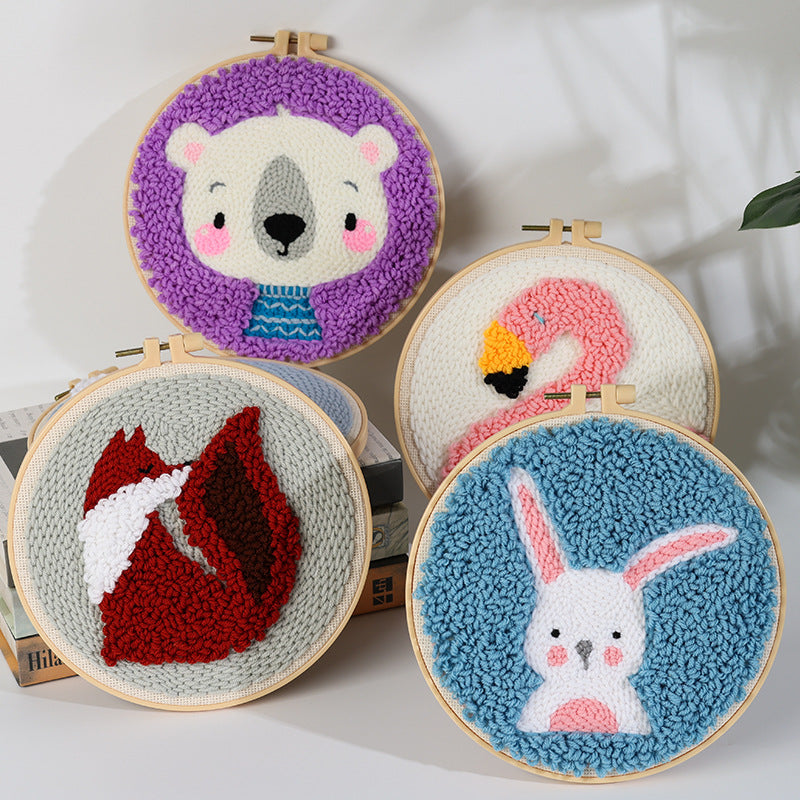 Animal Punch Needle DIY Kit for Kids – Beginner Yarn Embroidery Wall Art