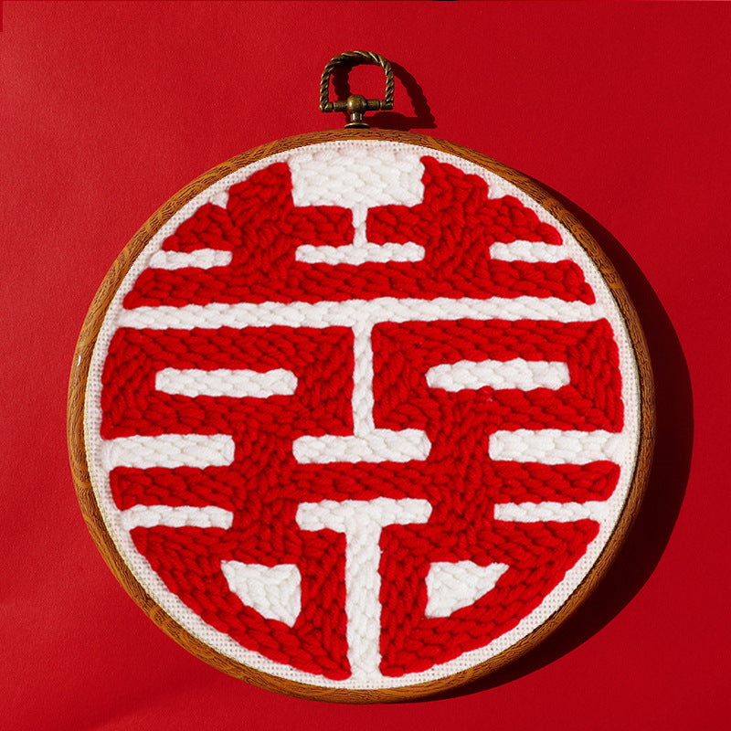 Chinese Style Handmade Punch Needle Embroidery Kit Festive DIY Set
