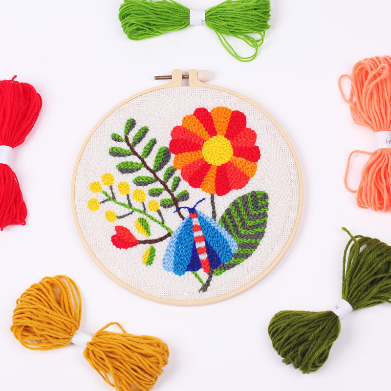 DIY Printed Embroidery Kit for Hand Stitching with Embroidery Needle and Rug Stitch