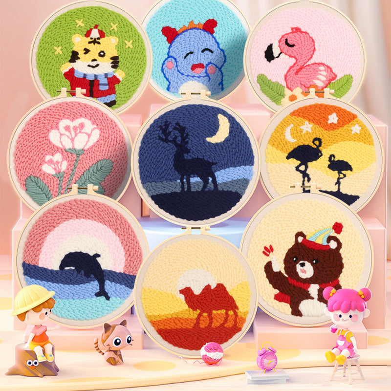 Thick wool poking embroidery DIY handmade material package oil painting style poking music introduction