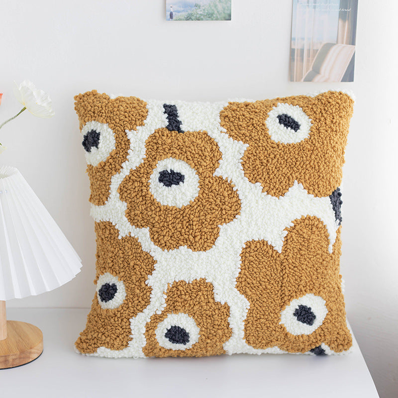 Punch Needle DIY Pillow Kit – Beginner Yarn Embroidery Cushion Craft Set