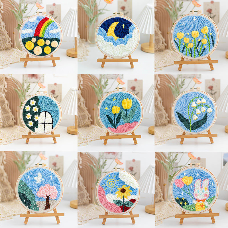 DIY Yarn Punch Needle Kit for Beginners Handmade Home Decoration Gift Set