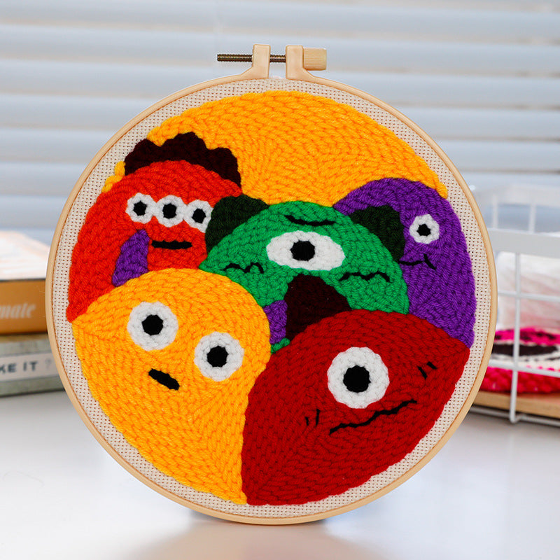 DIY Cross Stitch Embroidery Kit for Beginners with Hollow Wool Stitching Fabric and Tutorial