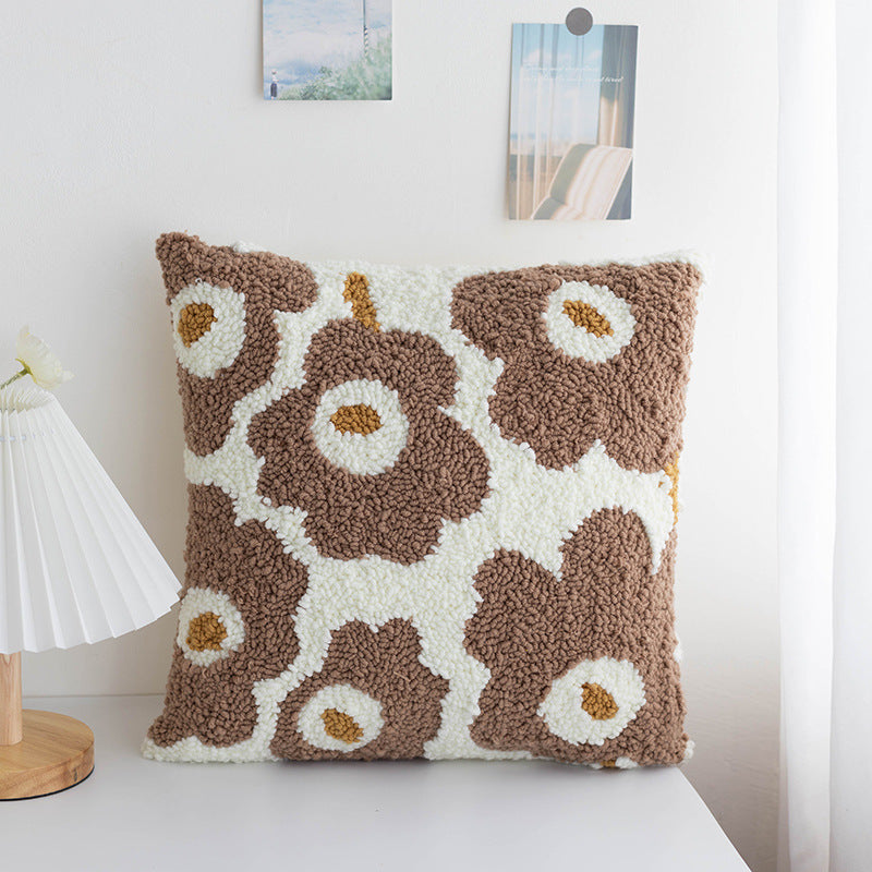 Punch Needle DIY Pillow Kit – Beginner Yarn Embroidery Cushion Craft Set