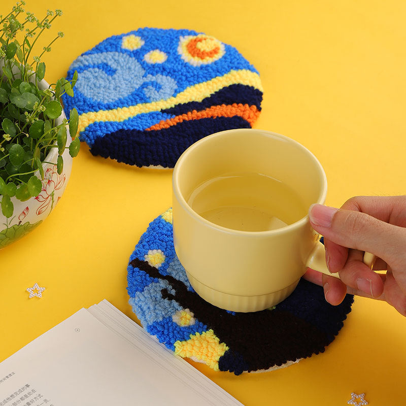 Punch Needle DIY Coaster Kit for Kids – Beginner Yarn Embroidery Craft Set