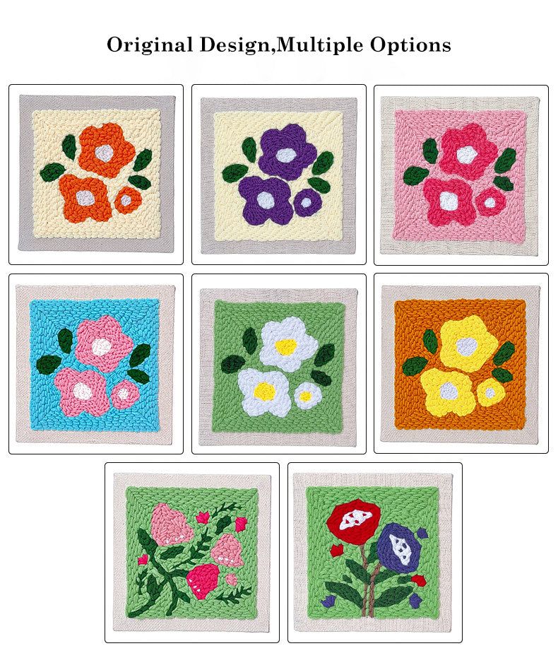 Punch Needle Wool Embroidery DIY Kit with Photo Frame for Handmade Decoration