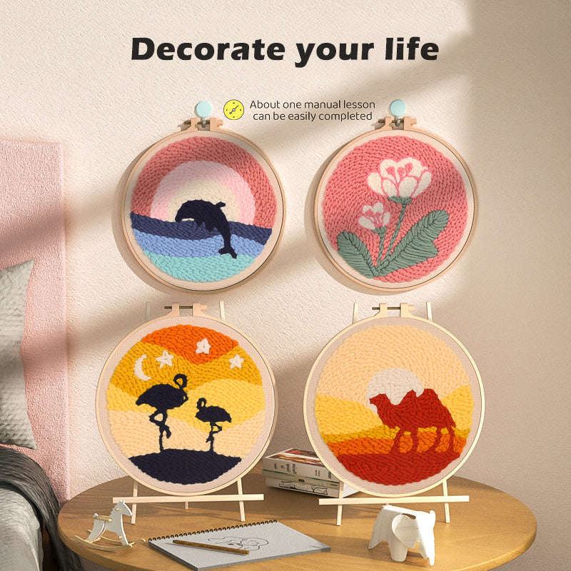 Thick wool poking embroidery DIY handmade material package oil painting style poking music introduction