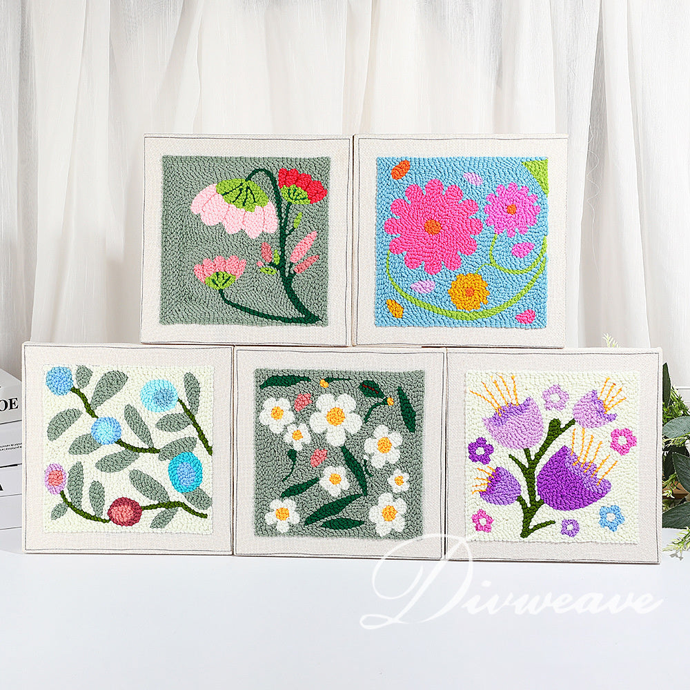 Punch Needle DIY Kit with Frame Yarn Embroidery Handmade Gift Set