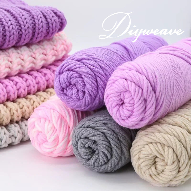 2 Skeins 8 Ply Milk Cotton Yarn Soft Knitting Thread for Punch Needle Tufting and DIY Crafts